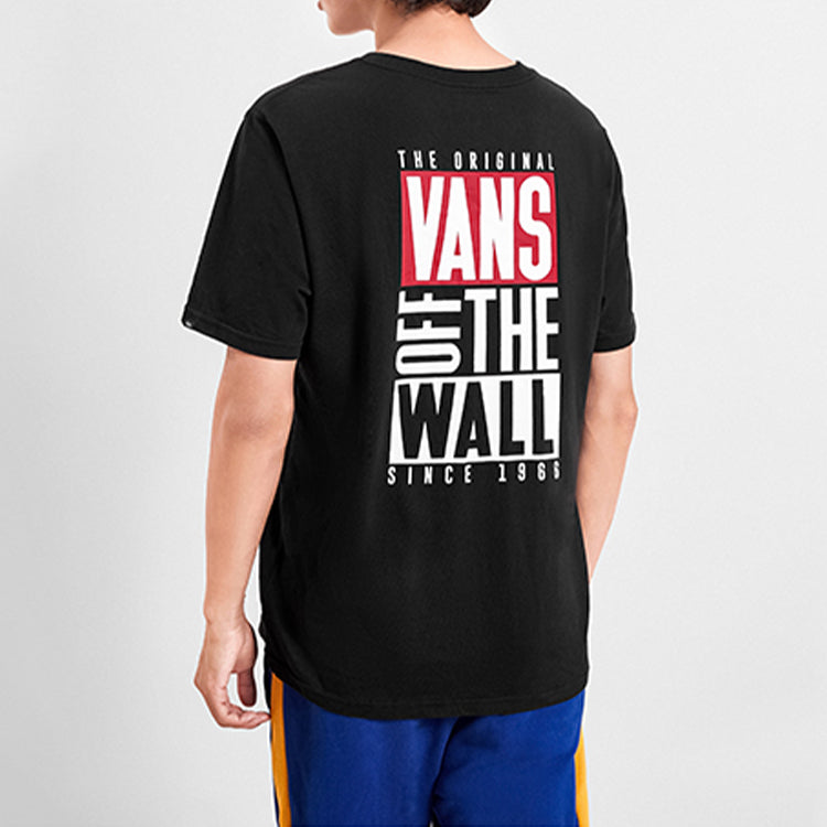 Vans Alphabet Printing Short Sleeve Couple Style Black VN0A4MM5BLK