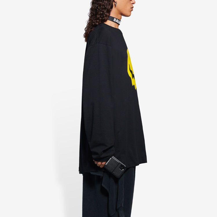Balenciaga Unisex SS21 Printing Round-neck Swea Black 651796TKVA11012