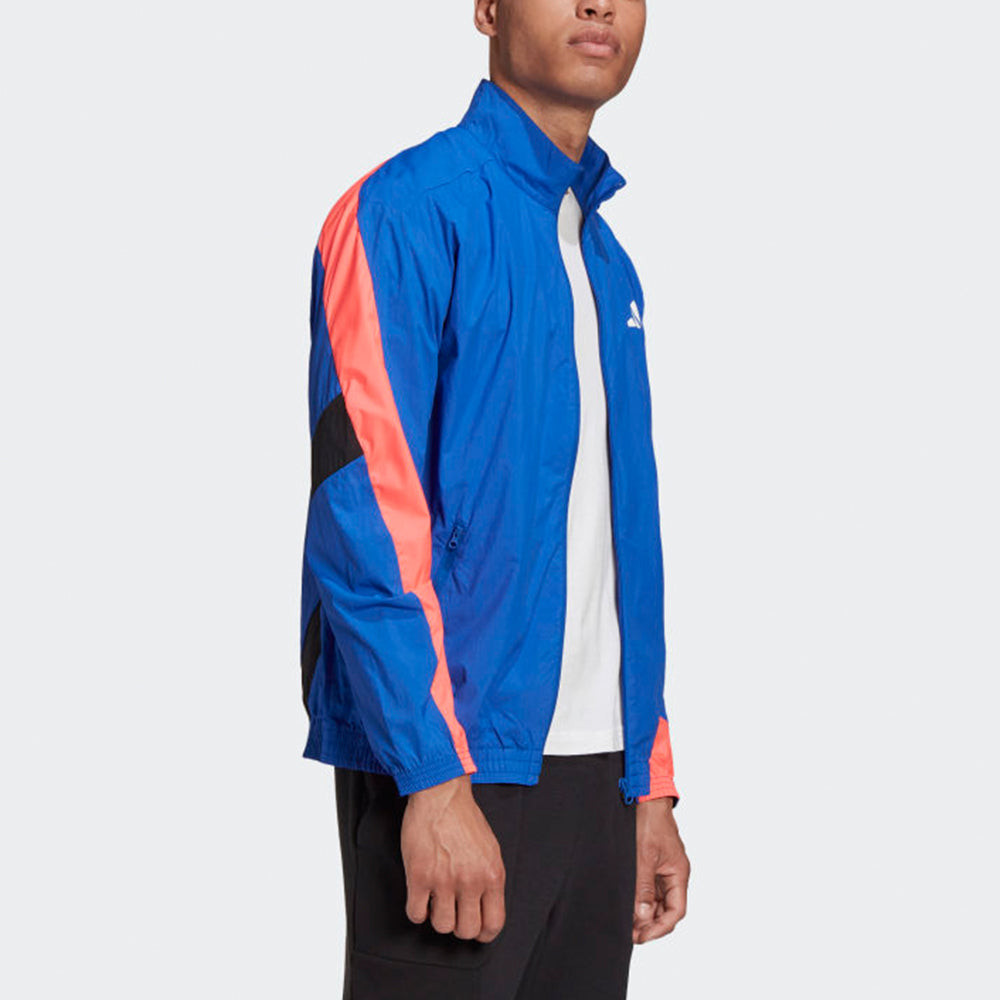 adidas M Urban Q3 Tt Contrast Color Stitching Logo Sports Stand Collar Woven Jacket Blue FS4048