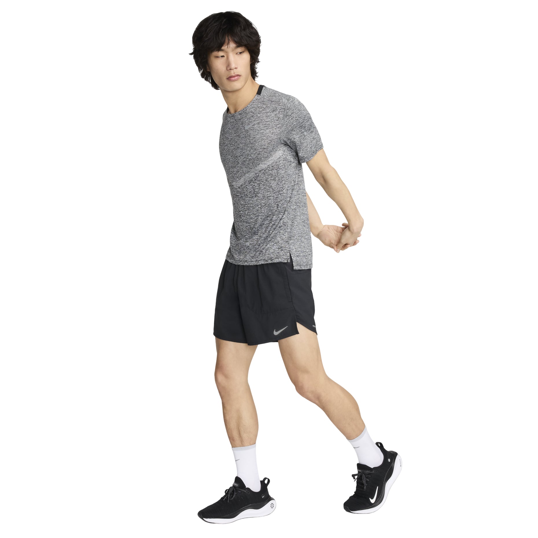 Nike Dri-fit Rise 365 Casual Sports Breathable Round Neck Short Sleeve Gray CZ9185-011