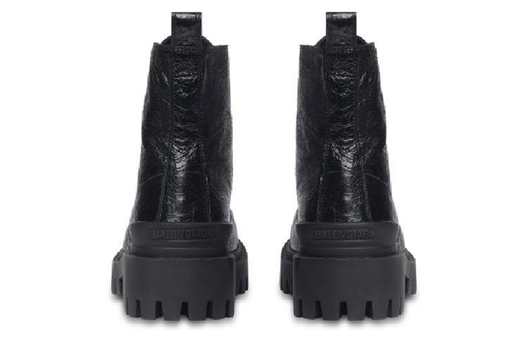 (WMNS) Balenciaga Strike Lace Up Boots 'Black Lambskin' 590974WAD401000