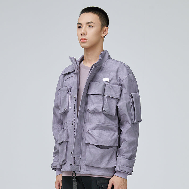 Li-Ning LNG Functional Series Multiple Pockets Solid Color Stand Collar Jacket Yellow Purple LJMR539-1