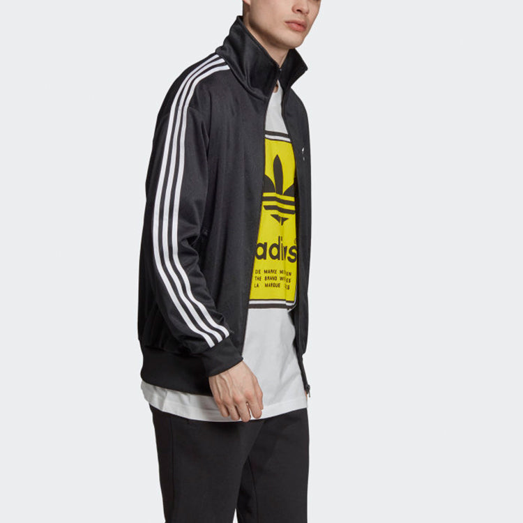 adidas originals Stand Collar Athleisure Casual Sports Stripe Jacket Black ED7051