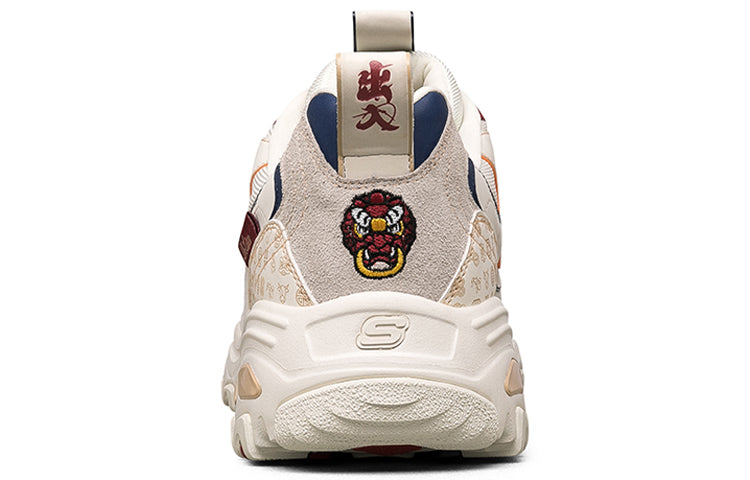 Skechers D lites Low-Top Running Shoes Beige/Red 666169-WHT