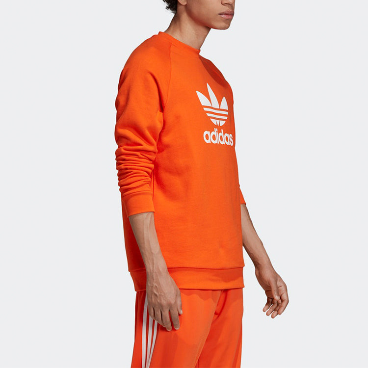 adidas originals Chest Logo Athleisure Casual Sports Round Neck Orange Yellow ED5947