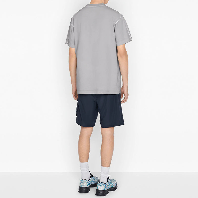 DIOR And Shawn Stussy Collaborative Letter Logo Print Oversized Short Sleeve For Men Grey 033J625E0554-C800