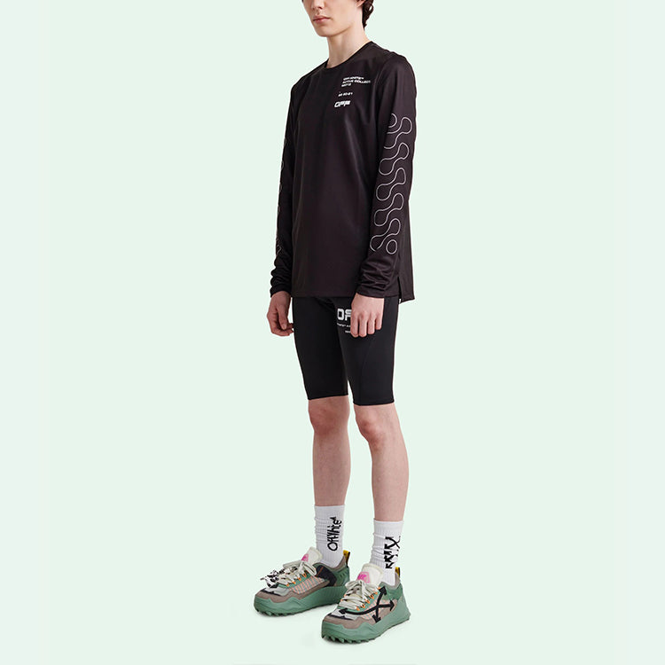 Off-White Pattern Printing Round Neck Pullover Long Sleeves Slim Fit Version Black OMVB013V21FAB0021001