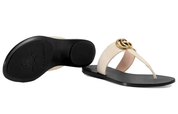 (WMNS) Gucci Thong Sandal With Double G 'White Leather' 497444-A3N00-9022