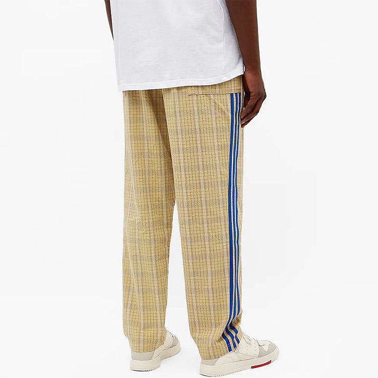 adidas originals Mw Tp Contrasting Colors Plaid Straight Loose Sports Pants Beige GN3797