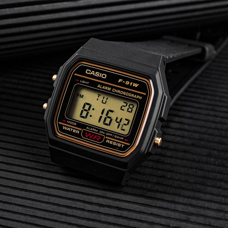 CASIO Classical Vintage Waterproof Unisex Mens Black Digital F-91WG-9