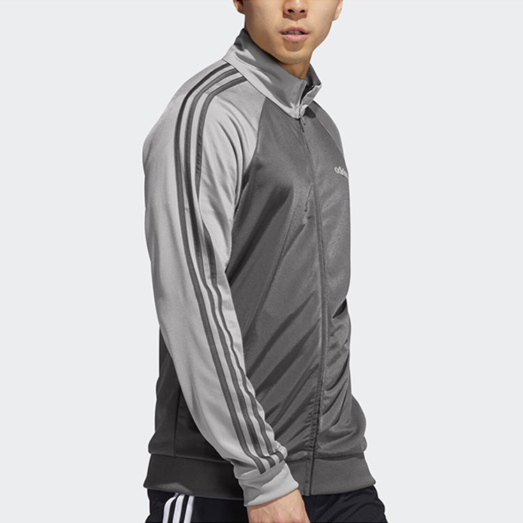 adidas Stripe Logo Pattern Loose Long Sleeves Jacket Gray FI8177