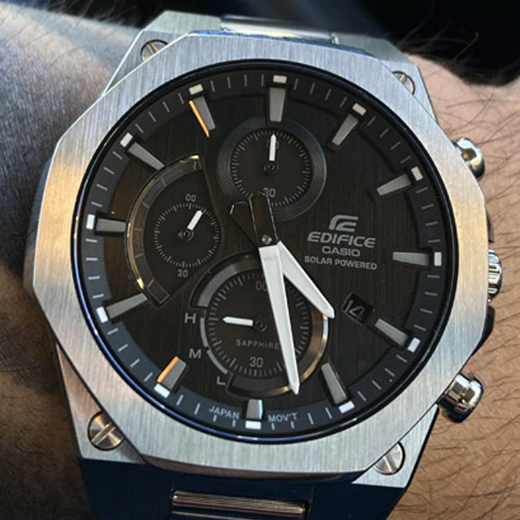 CASIO EDIFICE Solar Powered Quartz Waterproof Sapphire Crystal Mens Silver Analog EFS-S570D-1A