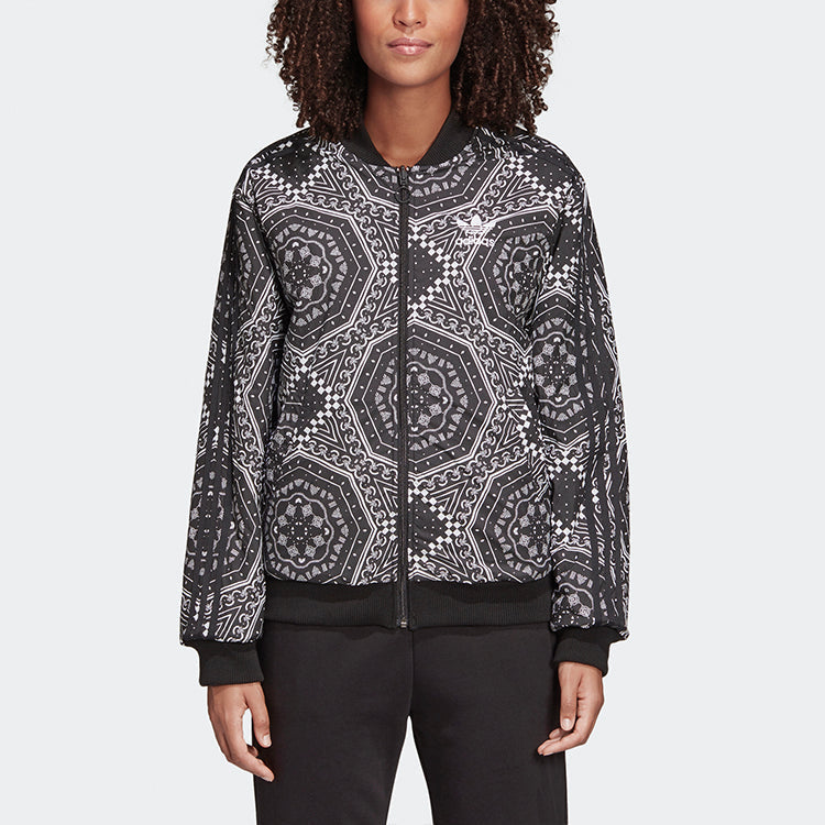 (WMNS) adidas originals Pattern Jacket Black DY0872