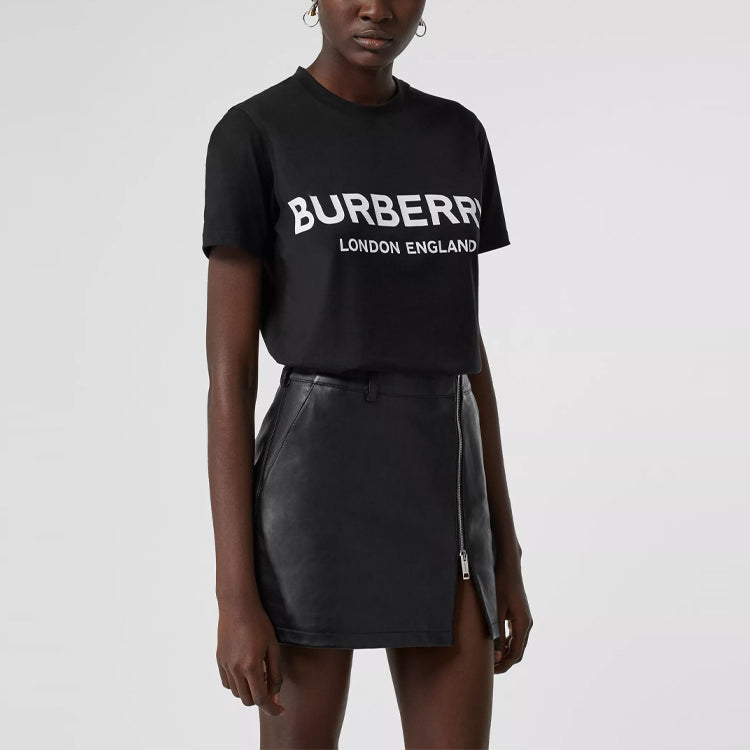 Burberry Logo Printing Cotton Short Sleeve Black 80116511