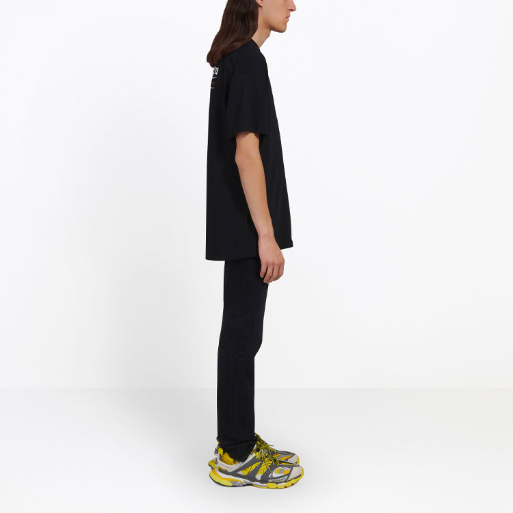 Balenciaga Logo Loose Fit Short Sleeve Unisex Black 556150TAV441000