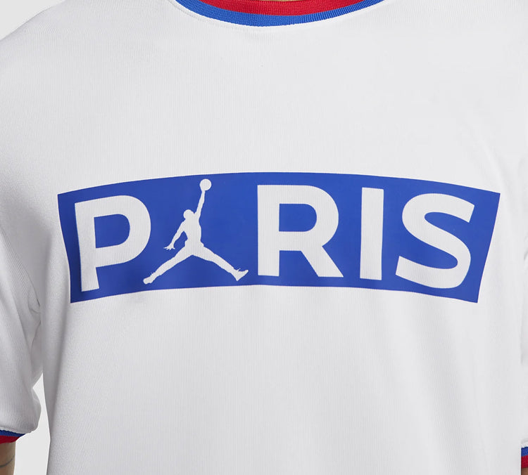 Air Jordan Paris Saint-Germain team logo Short Sleeve White BQ8359-100