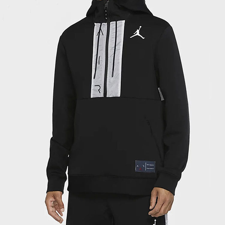 Men's Air Jordan Casual Sports Half Zipper Logo Jacket Black CK6454-010