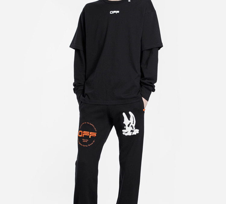 Off-White Long Sleeve Wavy Line Logo Double Sleeve OMAB022R201850041001