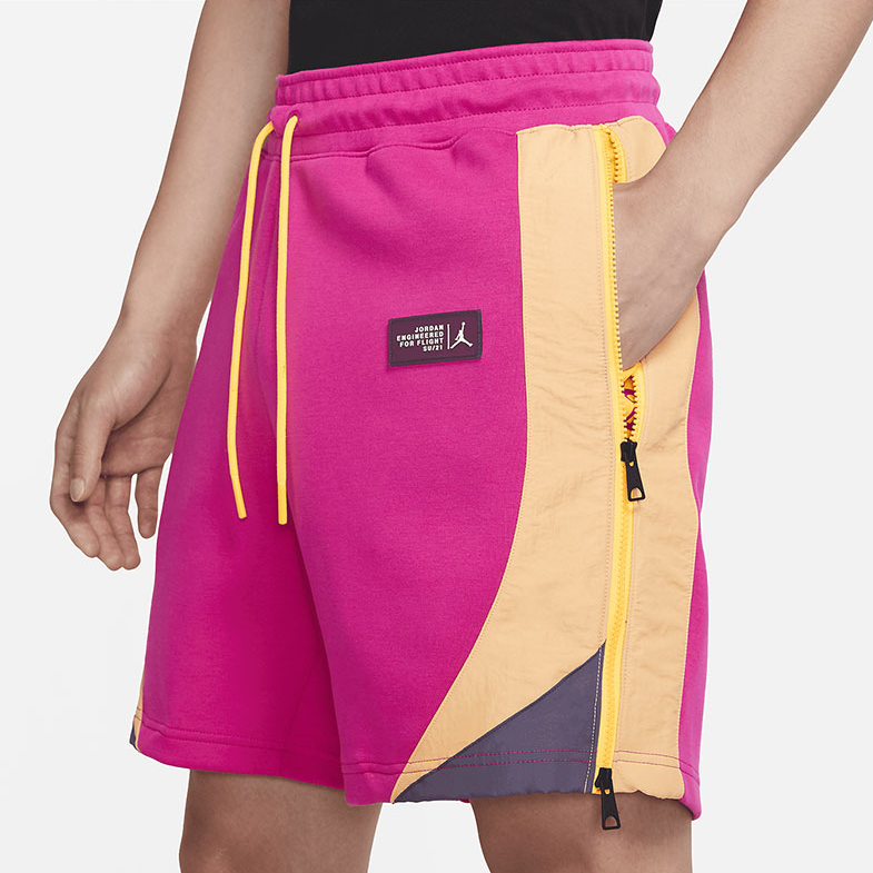 Men's Air Jordan Side Zipper Logo Label Lacing Straight Shorts Pink CZ4823-615