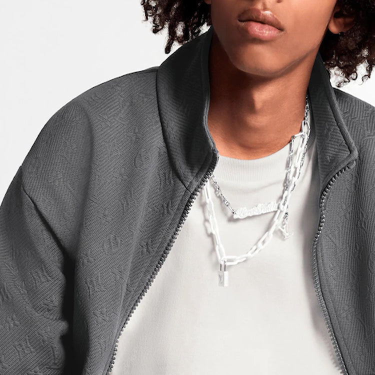 LOUIS VUITTON LV Monogram Full Zip Jacket For Men Grey 1A5VO