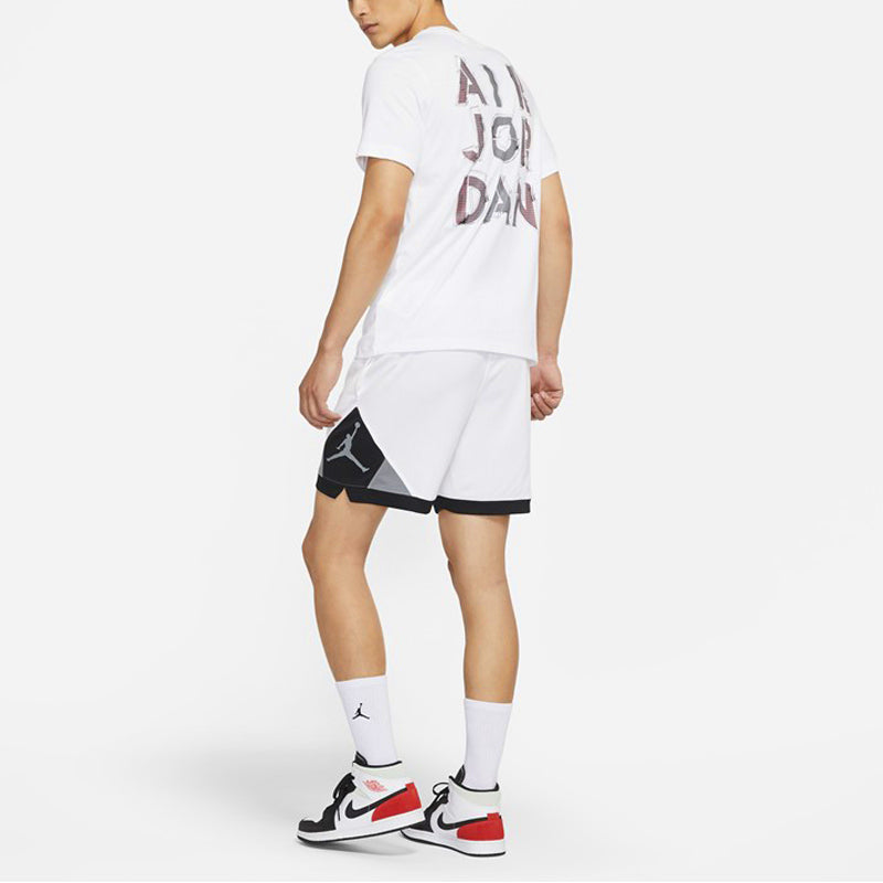 Men's Air Jordan Dri-FIT 3D Logo Funny Printing Knit Quick Dry Short Sleeve White T-Shirt CZ8088-100