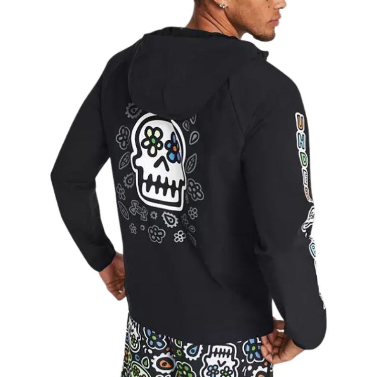 Under Armour Stretch Woven Day Of The Dead Windbreaker Jacket 'Black' 1382117-001