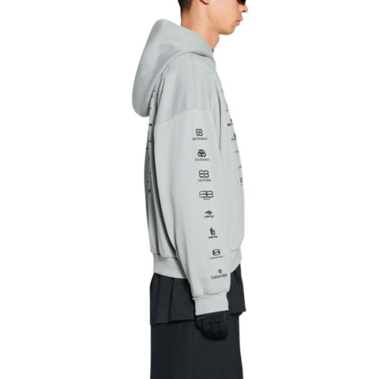 Balenciaga Archives Logos Hoodie 'Light Grey' 726241TNVQ81342