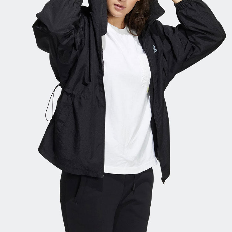 (WMNS) adidas Neo Woven Hooded Training Windbreaker Jackets 'Black' HF7277