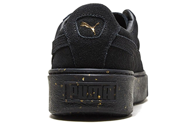 (WMNS) PUMA Suede Platform Black/Gold Board Shoes 365621-01