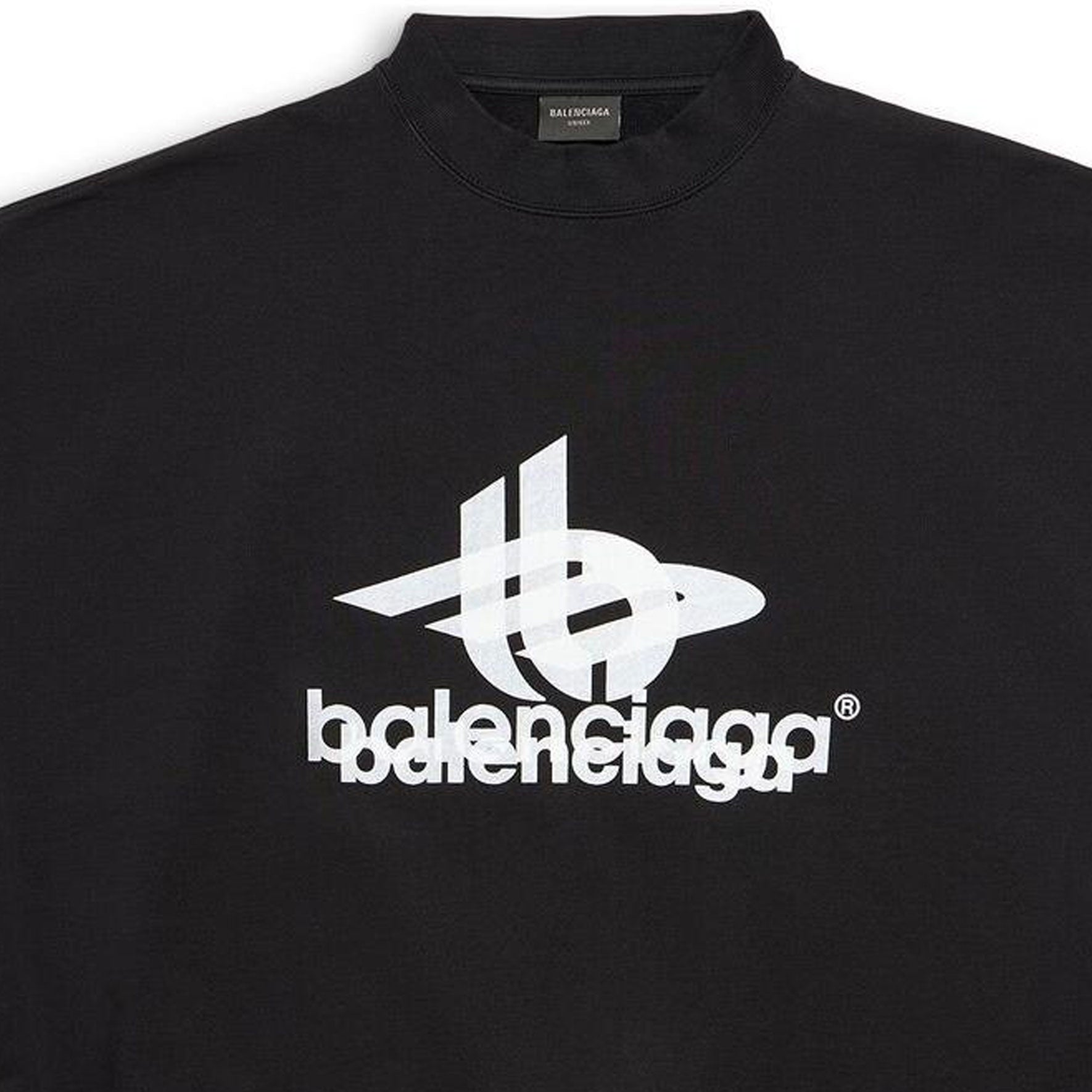 Balenciaga Layered Sports Round Sweatshirt 'Black White' 767860TPVF31070