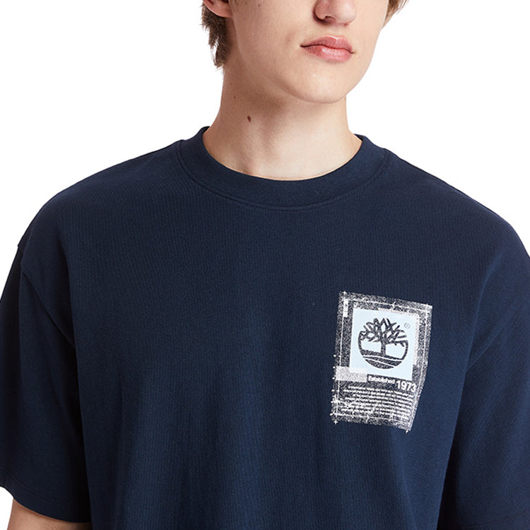 Men's Timberland Printing Logo Round Neck Blue A2CN8433