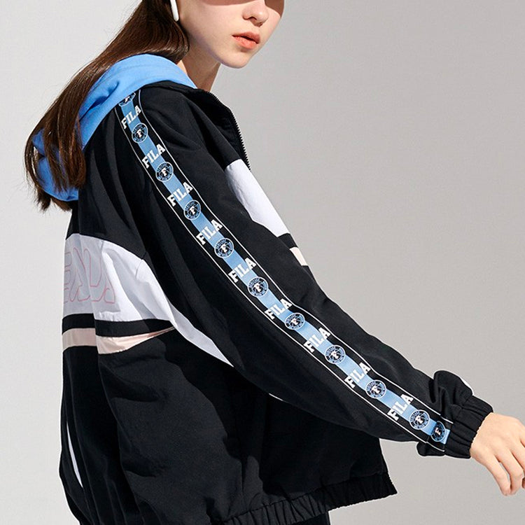 Fila FUSION Contrasting Colors Printing Woven Sports Jacket Black T11W115705F-BK
