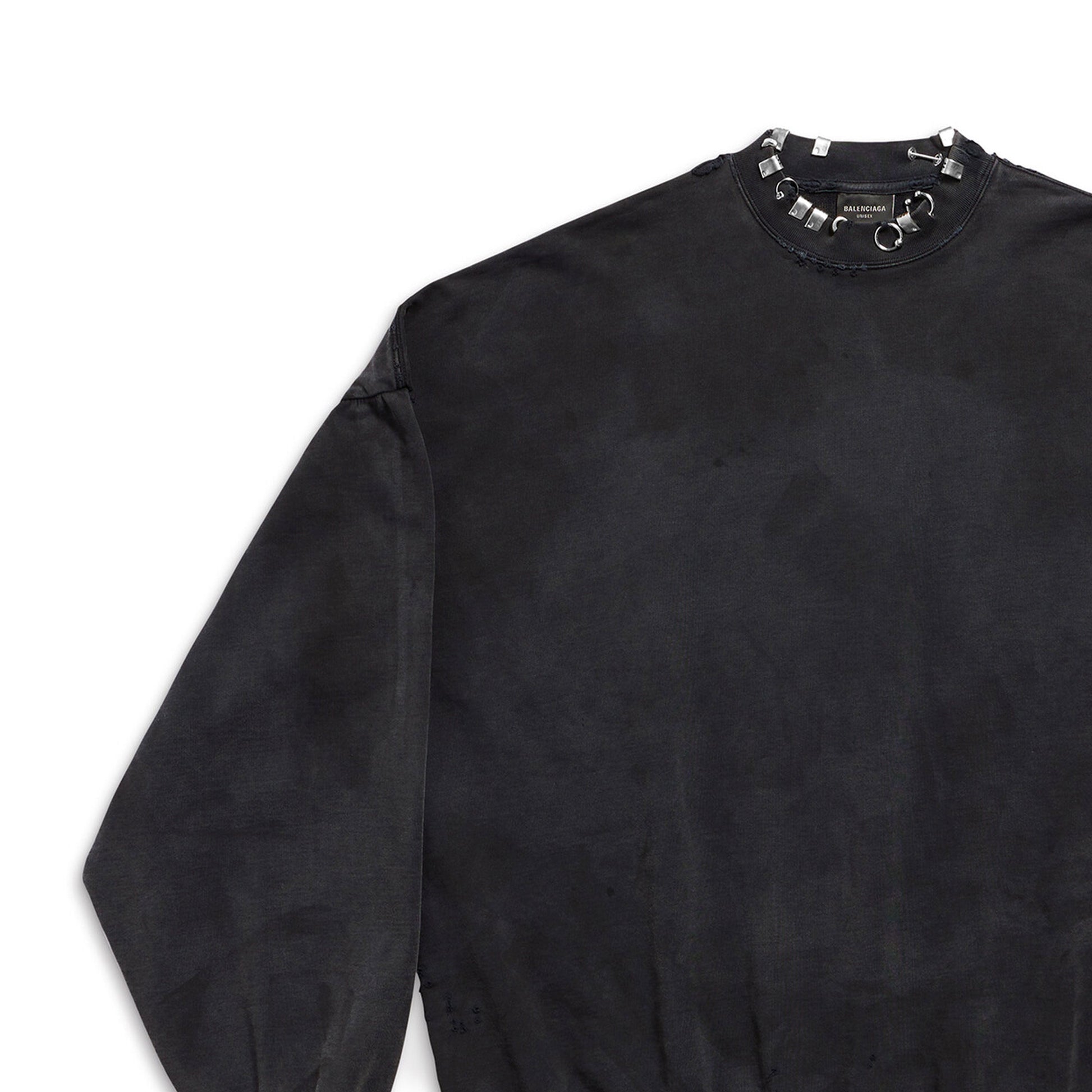 Balenciaga Pierced Round Sweatshirt Oversized 'Black Faded' 762718TPVD91055