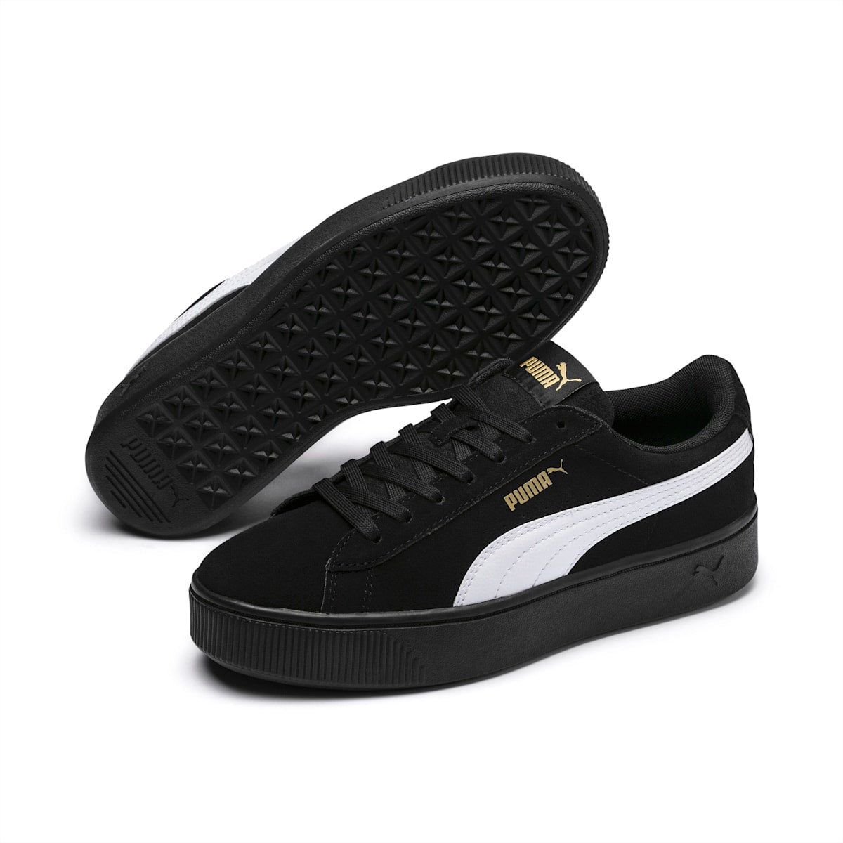 (WMNS) PUMA Vikky Stacked Retro Casual Skateboarding Shoes Black 369144-03