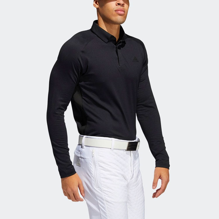 adidas Brushed Brushed Ls Pl Golf Sports Training Casual Long Sleeves polo Black FS6844