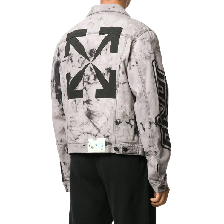 Off-White FW20 Tie-dye Printed Denim Jacket Men Grey OMYE054E20DEN0011010