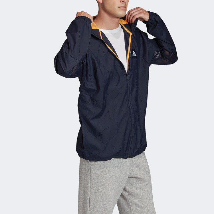 adidas Casual Sports hooded Logo Jacket Navy Blue FR8289