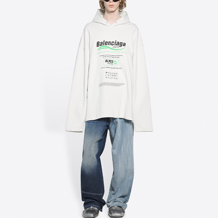Men's Balenciaga FW21 Logo Alphabet Printing Loose White 662424TKVF89085