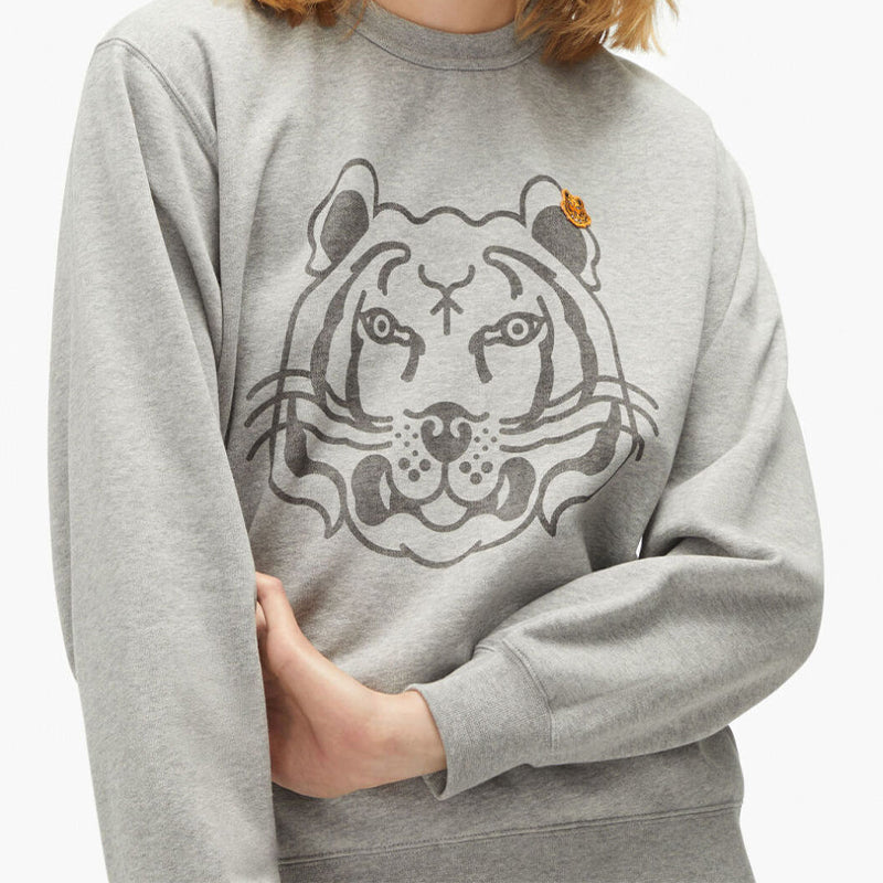 (WMNS) KENZO FW21 Tiger Head Printing Cotton Hoodie Gray FB62SW8314MO-94