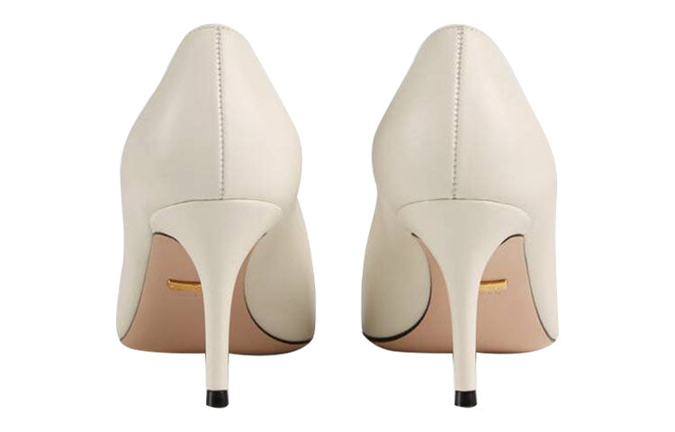(WMNS) Gucci Zumi mid-heel leather pump 'White' 596860-C9D00-9050