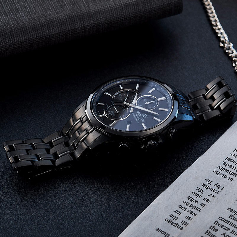 CASIO Waterproof EDIFICE Sapphire Crystal Mens Black Analog EFB-670SBC-1AVUPR