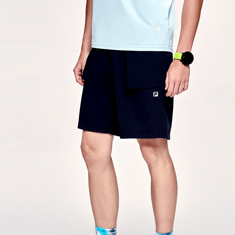 FILA Athletics Solid Color Casual Sports Woven Shorts Black A11M121369F-BK