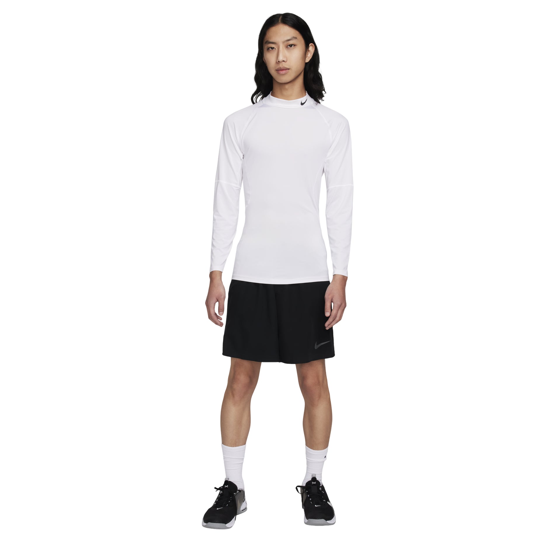 Nike Pro Dri-FIT Fitness Mock-Neck Long T-Shirt 'White' FB7909-100