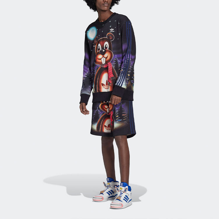 adidas originals x Kerwin Frost Crossover Cartoon Printing Loose Sports Shorts Black HG8777