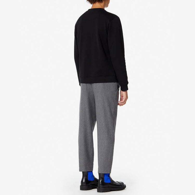 Men's KENZO Embroidered Cotton Round Neck Long Sleeves Black F96-5SW125-4X6-99