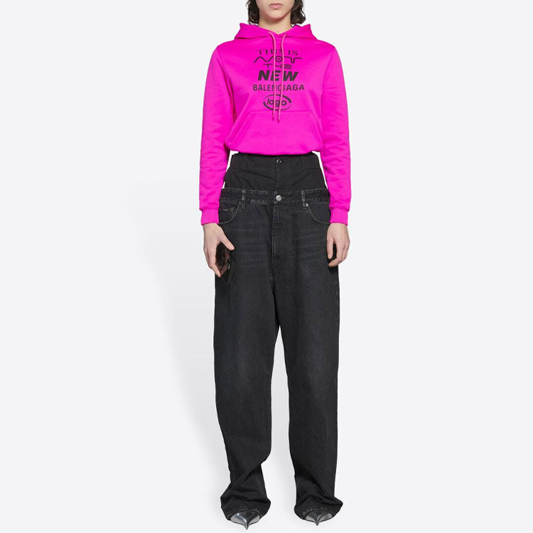(WMNS) Balenciaga FW21 Micro Mark Logo Drawstring Long Sleeves Hoodie Pink 657683TKVE36817