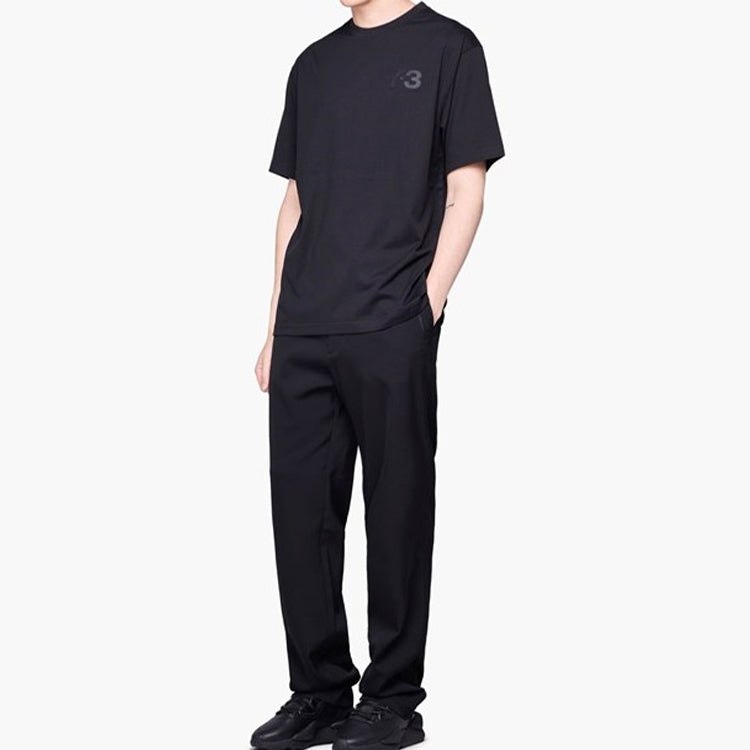 Men's Y-3 Logo Pattern Casual Round Neck Short Sleeve Black DY7137