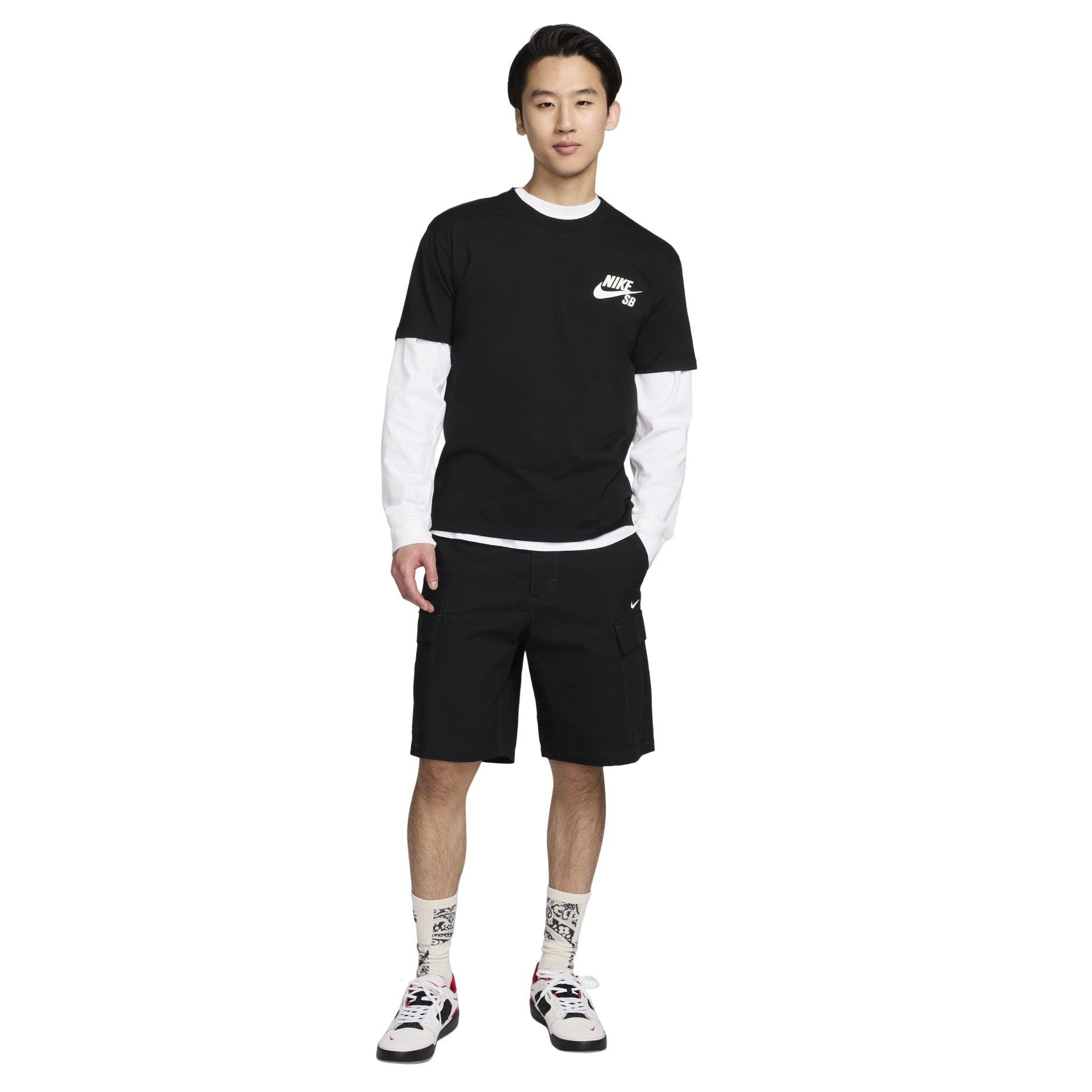 Men's Nike SB Logo Printing Sports Skateboard Short Sleeve Black T-Shirt DC7818-010
