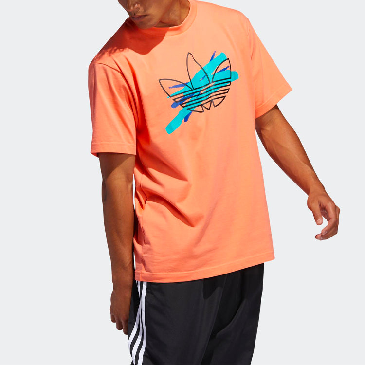 adidas originals Logo Printing Sports Round Neck Short Sleeve Orange FM1545