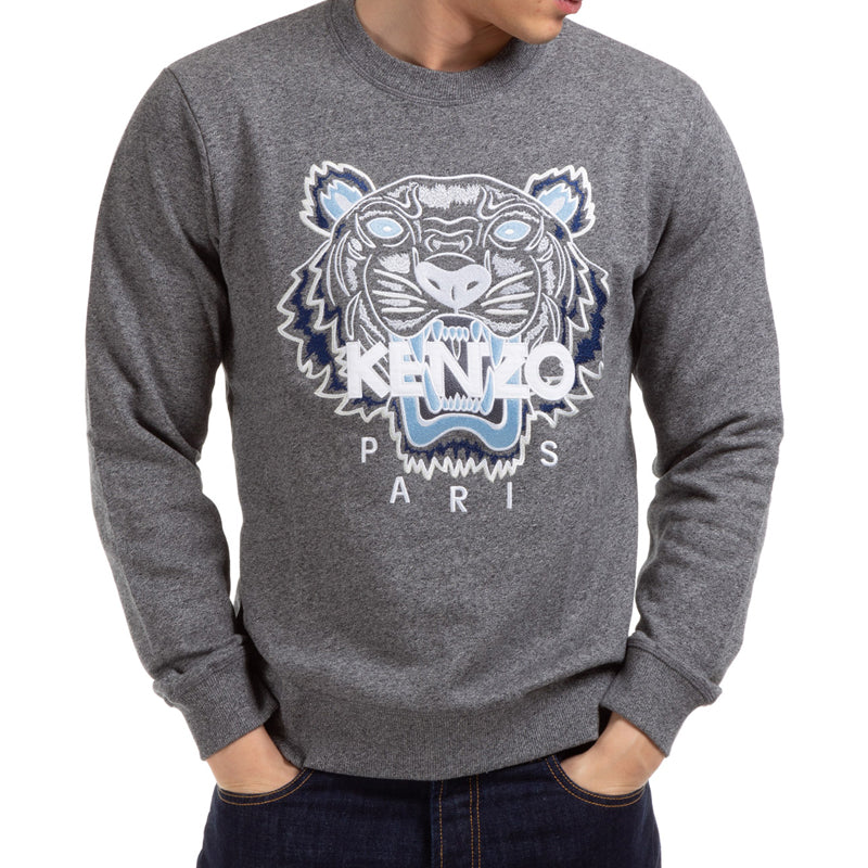 Men's KENZO Embroidered Cotton Long Sleeves Gray FA5-5SW001-4XA-98